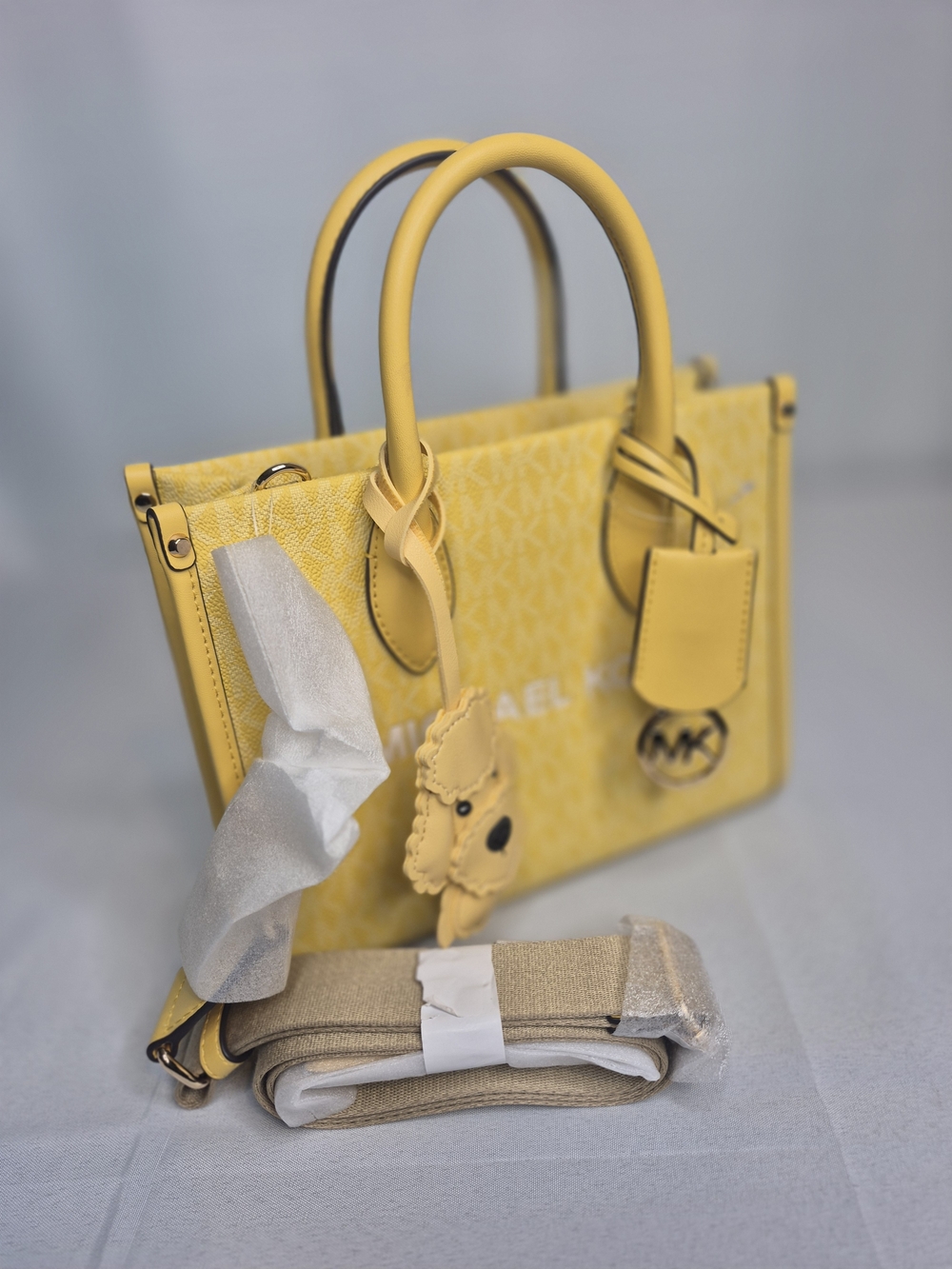 Michael Kors "Mirella" Yellow Signature Satchel Bag NWT - Picture 11 of 13